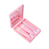 5pcs Travel Size Makeup Brushes Set Mini Makeup Brushes, Small Complete Function Cosmetic Brushes Kit With Case And Mirror Hand Hold Pocket Foldable Makeup